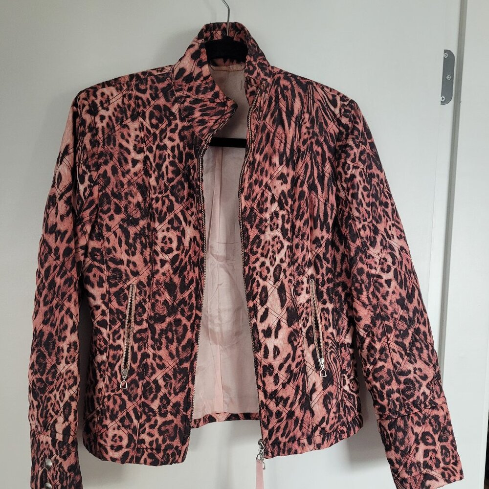 PINK Leopard print biker jacket